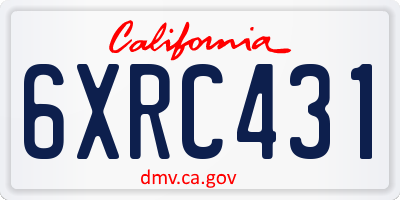 CA license plate 6XRC431