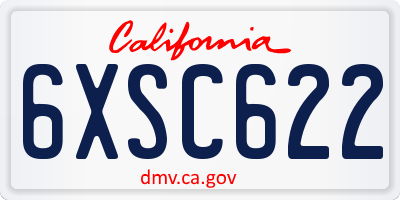 CA license plate 6XSC622