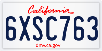 CA license plate 6XSC763