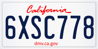CA license plate 6XSC778
