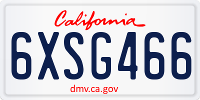 CA license plate 6XSG466