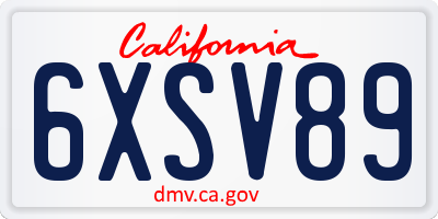 CA license plate 6XSV89