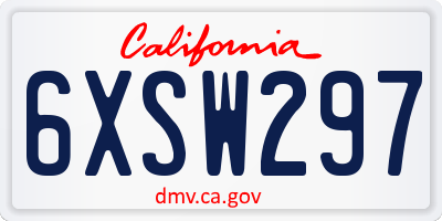 CA license plate 6XSW297