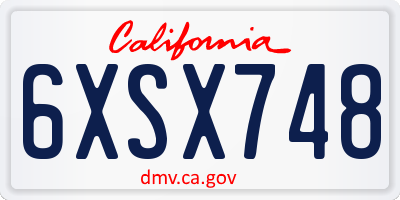 CA license plate 6XSX748
