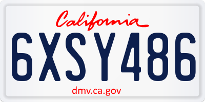 CA license plate 6XSY486