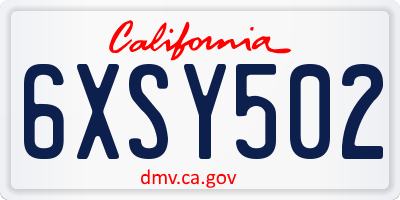 CA license plate 6XSY502