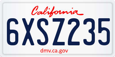 CA license plate 6XSZ235