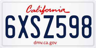 CA license plate 6XSZ598