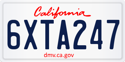 CA license plate 6XTA247
