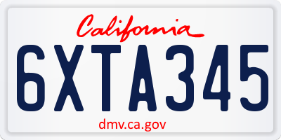 CA license plate 6XTA345