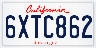 CA license plate 6XTC862