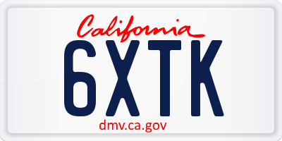 CA license plate 6XTK