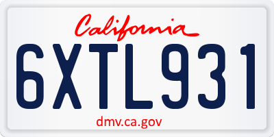 CA license plate 6XTL931