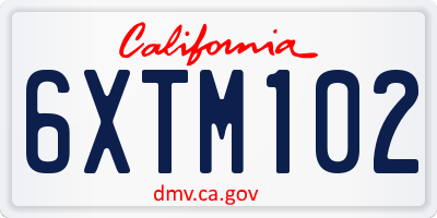 CA license plate 6XTM102