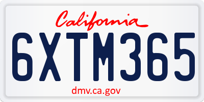 CA license plate 6XTM365