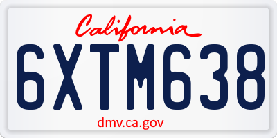 CA license plate 6XTM638