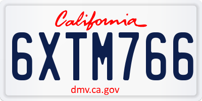 CA license plate 6XTM766