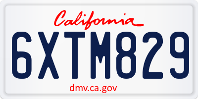 CA license plate 6XTM829