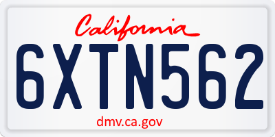 CA license plate 6XTN562