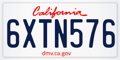 CA license plate 6XTN576