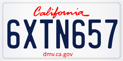 CA license plate 6XTN657
