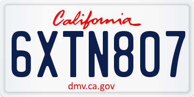 CA license plate 6XTN807