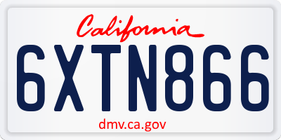 CA license plate 6XTN866