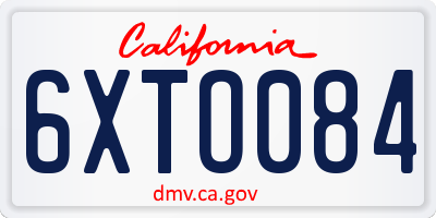 CA license plate 6XTO084