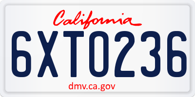 CA license plate 6XTO236