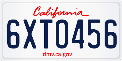 CA license plate 6XTO456