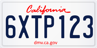 CA license plate 6XTP123