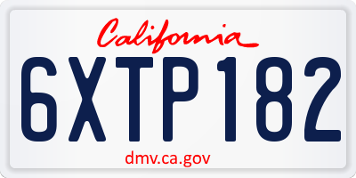 CA license plate 6XTP182