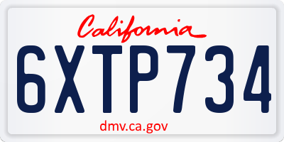 CA license plate 6XTP734
