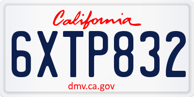 CA license plate 6XTP832