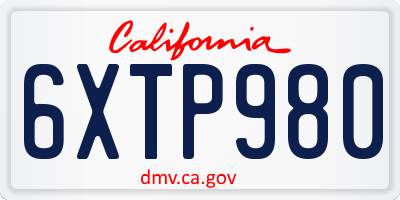 CA license plate 6XTP980