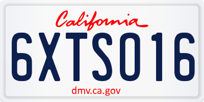 CA license plate 6XTSO16