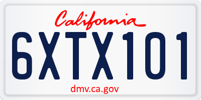 CA license plate 6XTX101