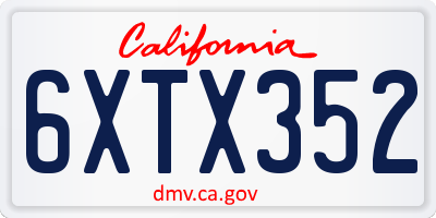 CA license plate 6XTX352