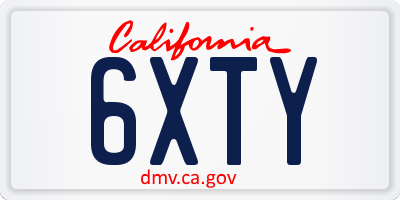 CA license plate 6XTY