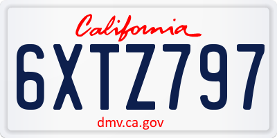 CA license plate 6XTZ797