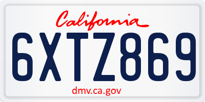 CA license plate 6XTZ869