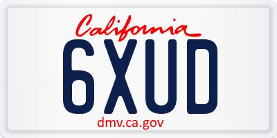 CA license plate 6XUD