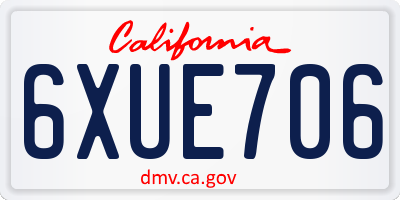 CA license plate 6XUE706