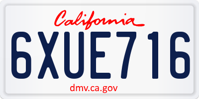 CA license plate 6XUE716