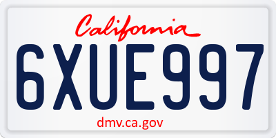 CA license plate 6XUE997