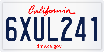 CA license plate 6XUL241