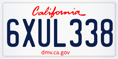 CA license plate 6XUL338