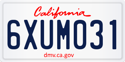 CA license plate 6XUM031