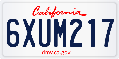 CA license plate 6XUM217