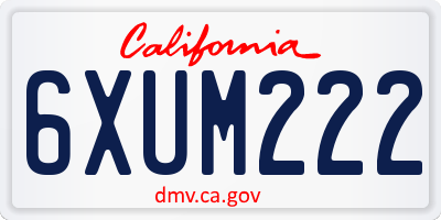 CA license plate 6XUM222